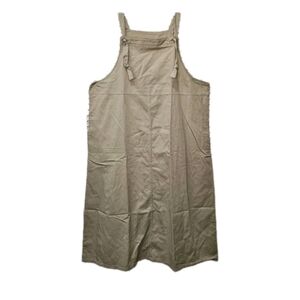 vintage-style khaki overall dress with pockets made of cotton denim plus size 2X